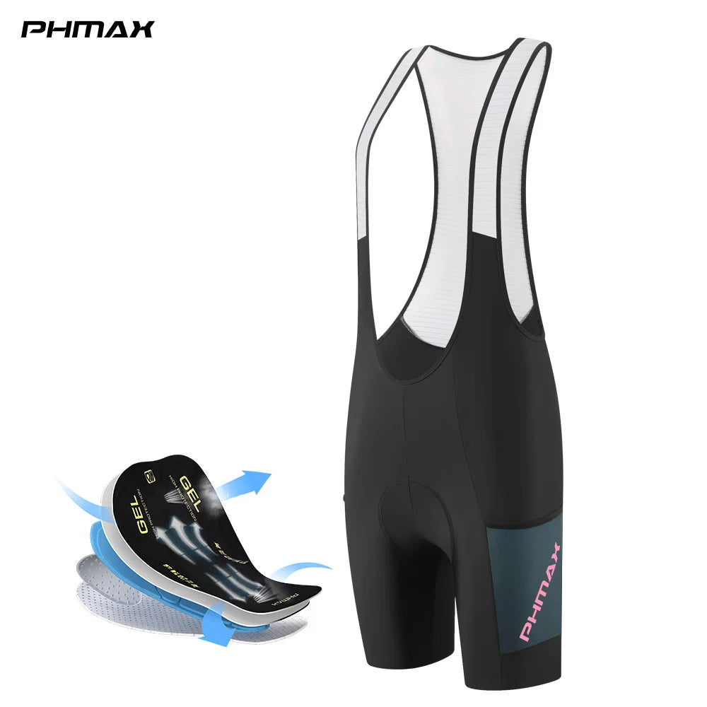 PHMAX Women's Cycling Bib Shorts 5D Silicone Pad Shockproof MTB Road Bike Shorts Breathable Quick Dry Summer Bicycle bib Oasis Select PW-DBK-44501 M