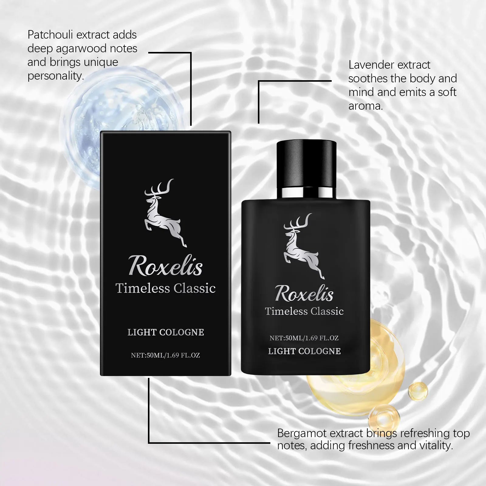Roxelis Classic Cologne Pheromone Flirting Romantic Dating Atmosphere Lasting Light Fragrance Refreshing Men Gift Woody Perfume Oasis Select