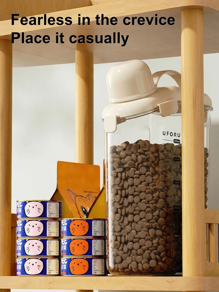 Pet Food Storage Container Airtight Dog Food Container Cat Food Bin with Lid Handle Pour Spout 2.1L Oasis Select