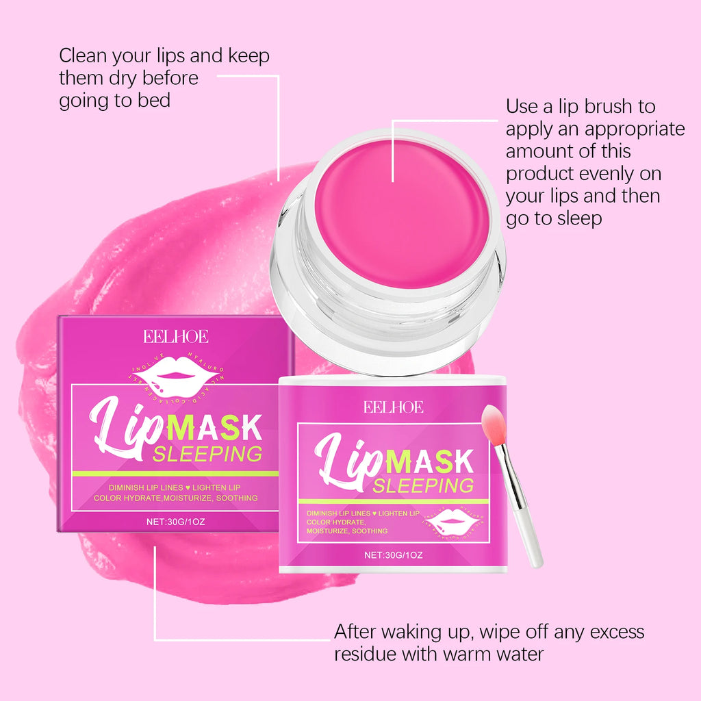 30g Pink Lip Sleeping Mask Gentle Cleaning Remove Dead Skin Reduce Dryness Anti-chapping Enhance Gloss Fade Fine Lines Non-sticky Lip Care Mask Oasis Select