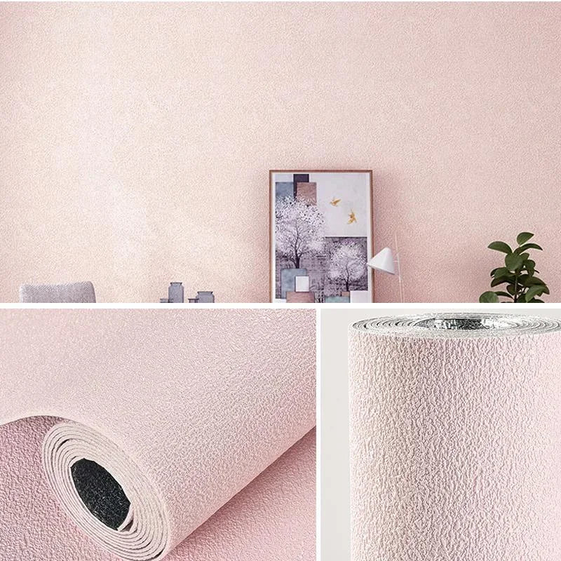 50cm Wide Self-Adhesive PVC 3D Linen Foam Solid Color Thickened Waterproof Background Wall Decoration Wallpaper/Wall Sticker. Oasis Select pink 50cmX10m