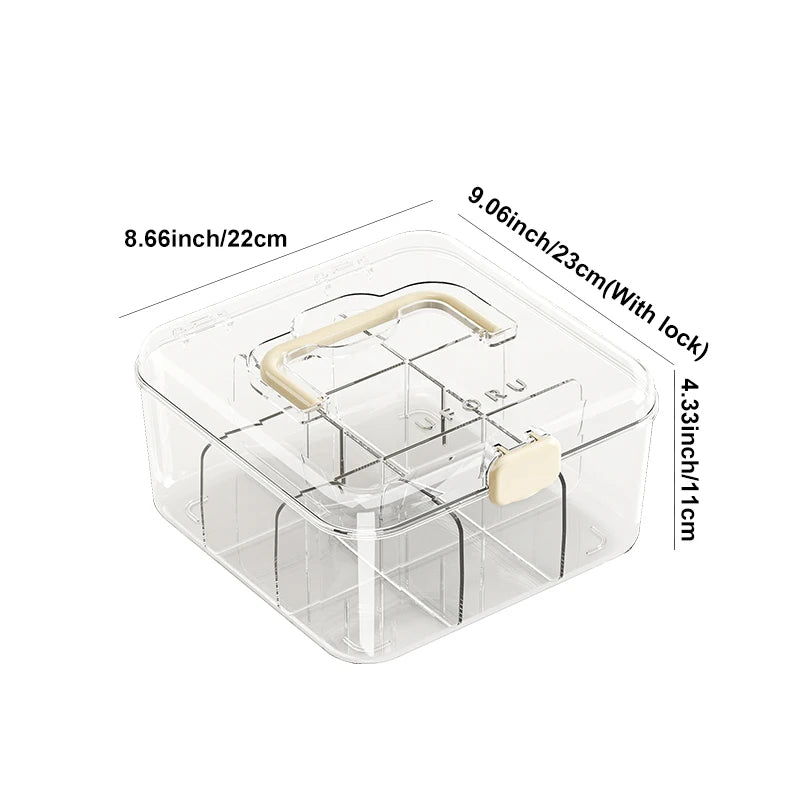 Card organizer, large-capacity multi-tier storage box with lid, stylish transparent design, perfect for storing all kinds of ite Oasis Select Beige