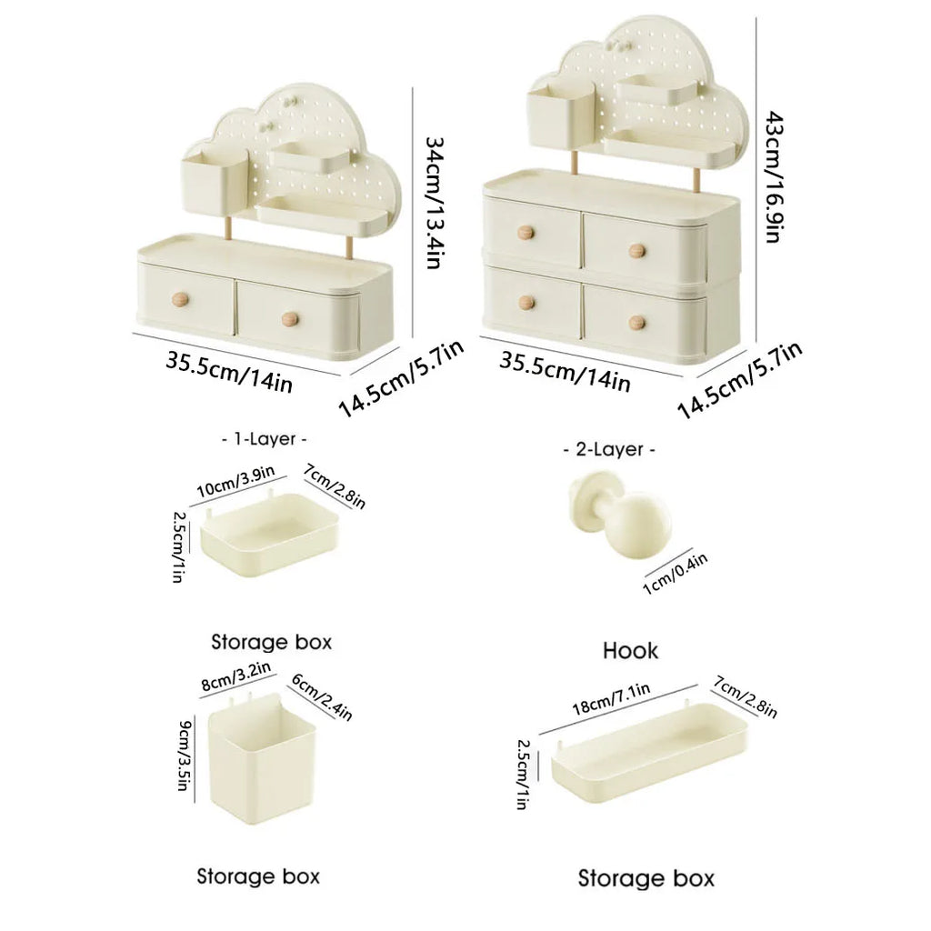 Desk Organizer—Cloud-shaped, multi-compartment, expandable plastic storage box, ideal for the home, office, bathroom, and bedroo Oasis Select