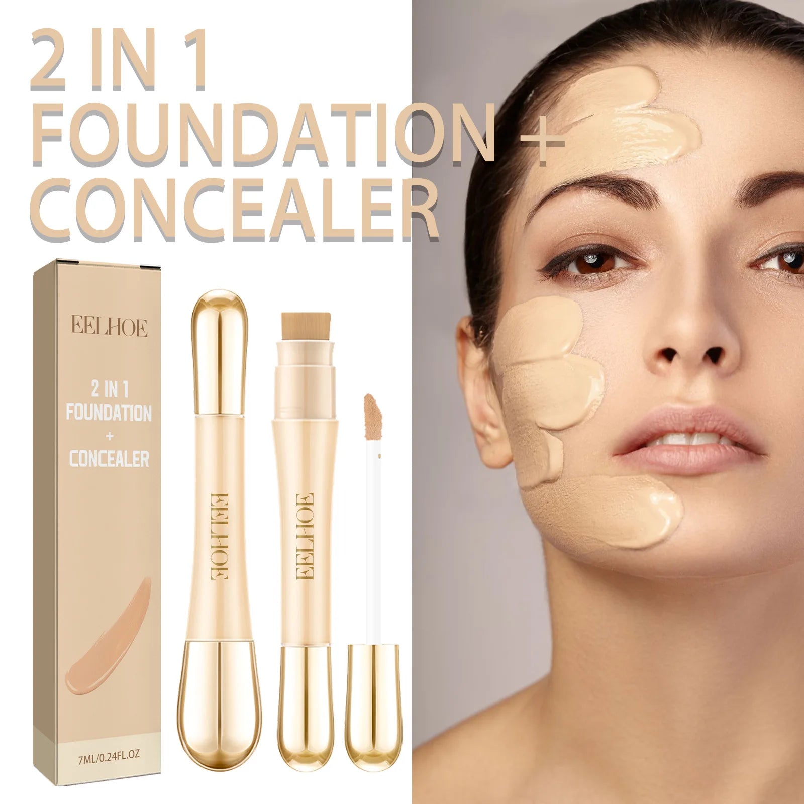 EELHOE 2-in-1 Concealer Foundation Stick – Full Coverage 7ml Concealer Foundation Stick Oasis Select