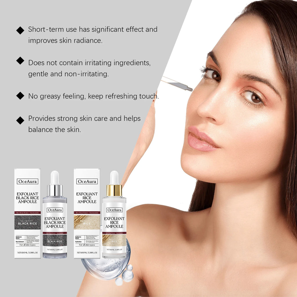 100ML Rice Brightening Exfoliating Ampoule Gentle Cleaning Face Essence Softening Smoothing Boost Radiance Daily Facial Serum Oasis Select