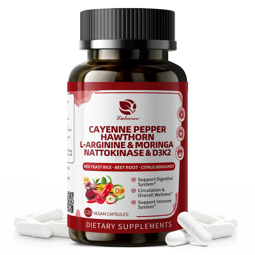 Lukaree 18 in 1 Cayenne Pepper Capsules Support Digestive & Immune Health System Circulation & Overall Wellness Oasis Select 120pcs 3bottles United States