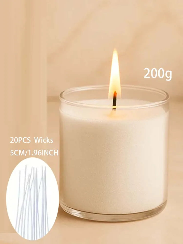 200G 6Colors Sand Wax Ice Flower Wax DIY Candle Making with 20pcs Wick Snowflake Wax Pearl Candles Sand Painting Materials Oasis Select 200g white 20pcswick