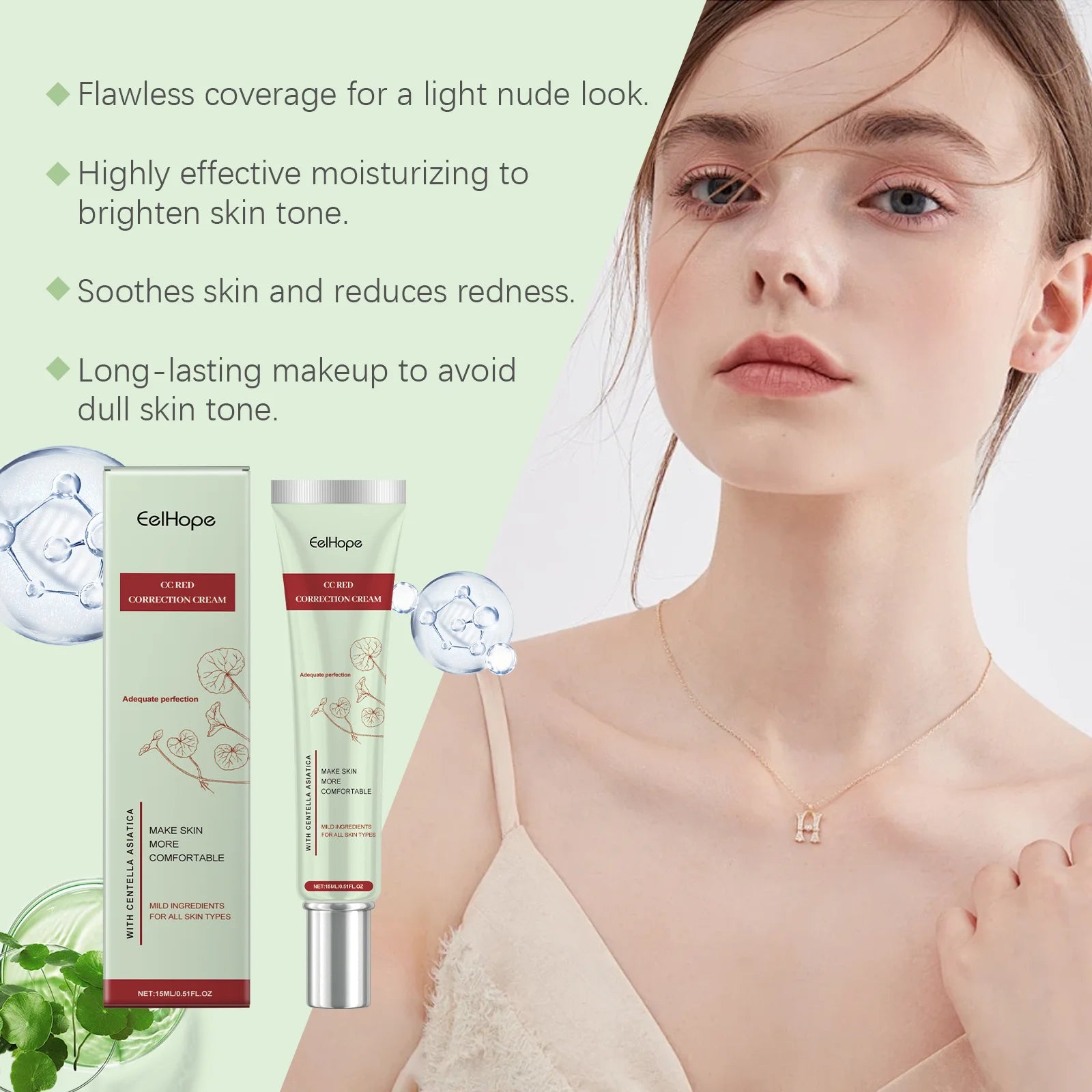Centella CC Cream Makeup Foundation Moisturizing Oil Control High Coverage Foundation Color Changing Face Makeup Foundation Oasis Select