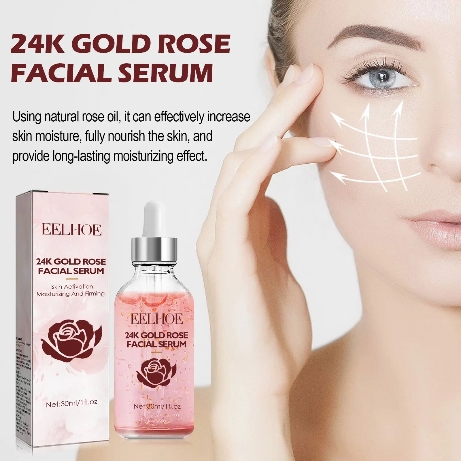 30ML Rose Facial Serum Deep Moisturizing Improve Skin Texture Smoothing Enhance Skin Elasticity Anti-aging Nourishing Face Serum Oasis Select