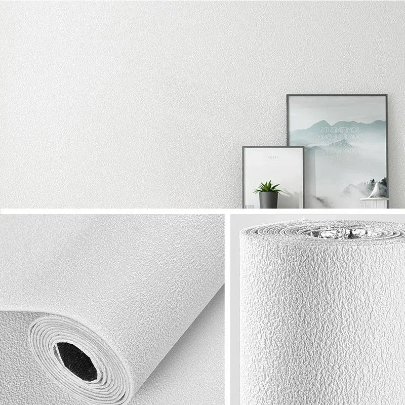 50cm Wide Self-Adhesive PVC 3D Linen Foam Solid Color Thickened Waterproof Background Wall Decoration Wallpaper/Wall Sticker. Oasis Select white 50cmX10m