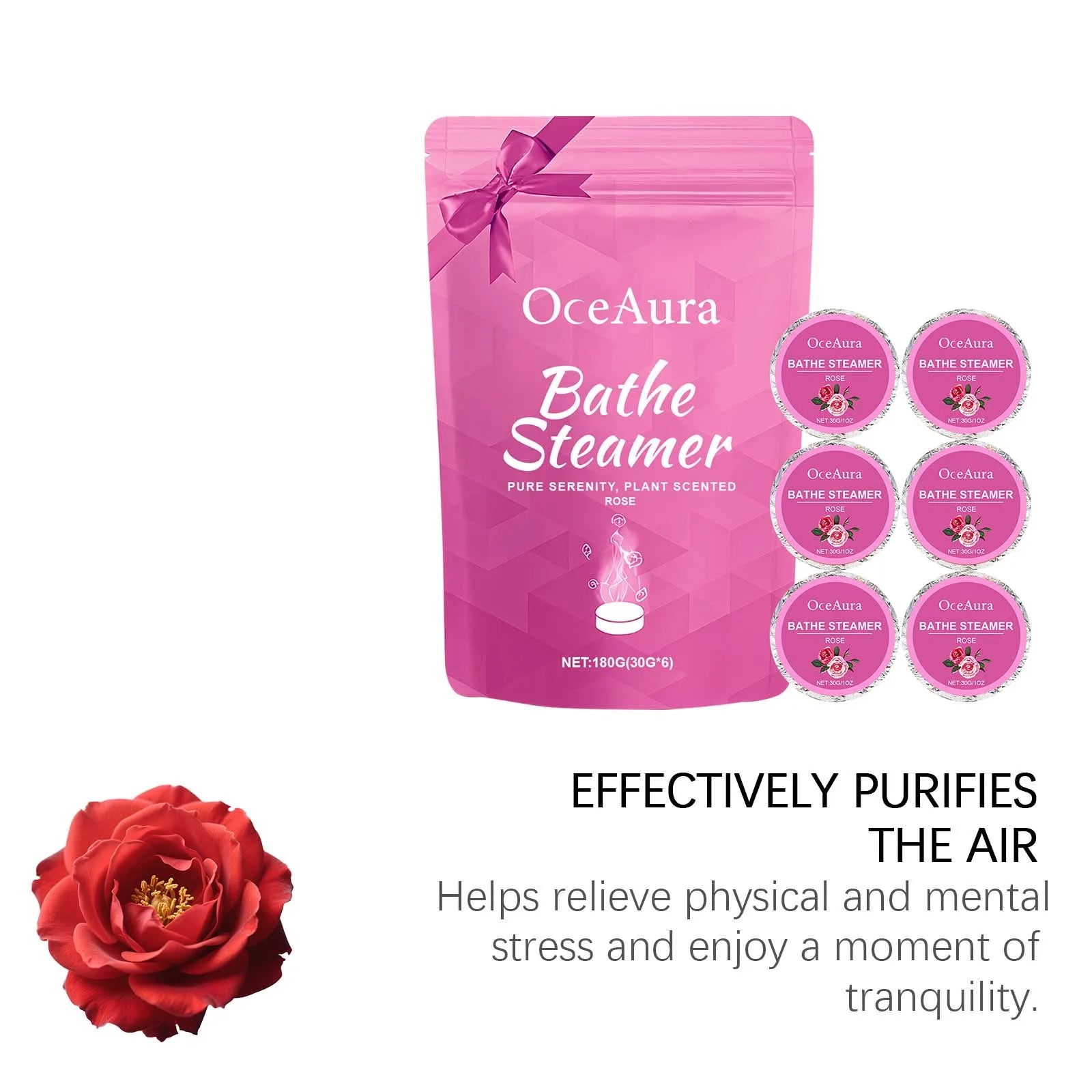 180G Rose Body Bathing Steamer Tablets Gentle Cleaning Body Lasting Fragrance Relaxing Mood Improve Comfortable Body Bath Tablet Oasis Select