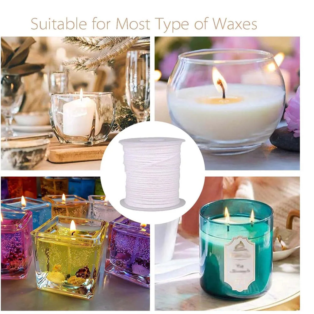 2 Rolls Candle Wick 61m Cotton Candlewick Core Braided Wick for Candle DIY and Making