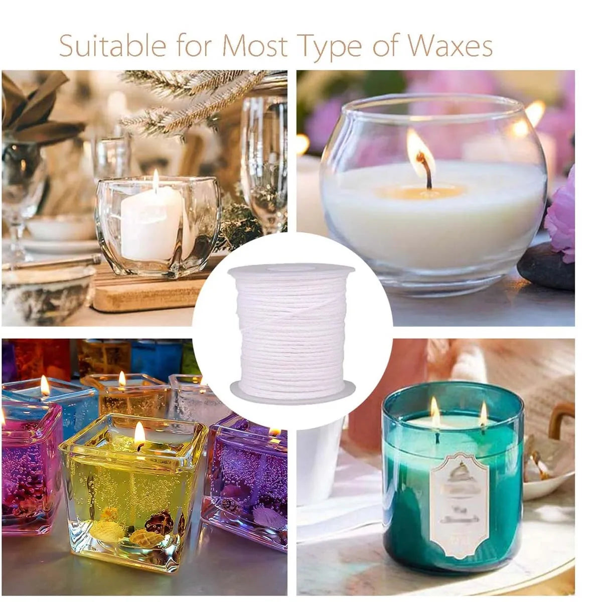 2 Rolls Candle Wick 61m Cotton Candlewick Core Braided Wick for Candle DIY and Making