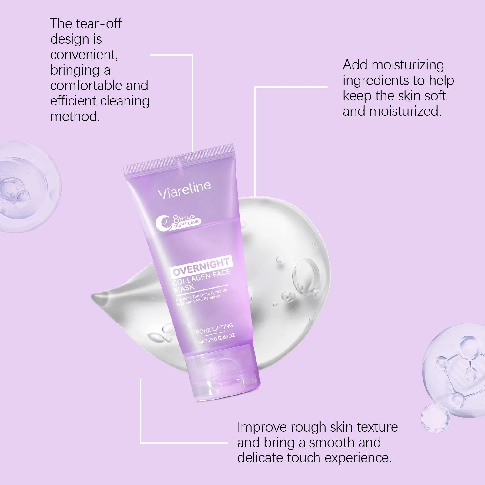 75g Overnight Collagen Facial Peeling Mask Gentle Hydrating Smoothing Cleaning Dirts Refine Pores Softening Face Peeling Mask Oasis Select