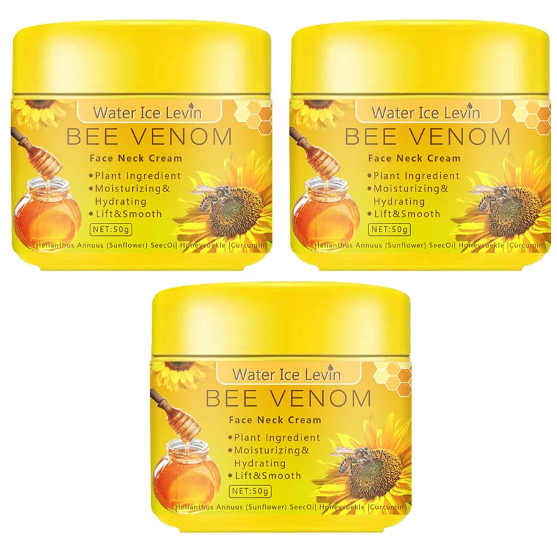Bee venom Neck cream Moisturizing Sagging Improvement Reduce Fine Lines Damaged Skin Repair Facial Cream Nourishing Skin Care Oasis Select Three bottles