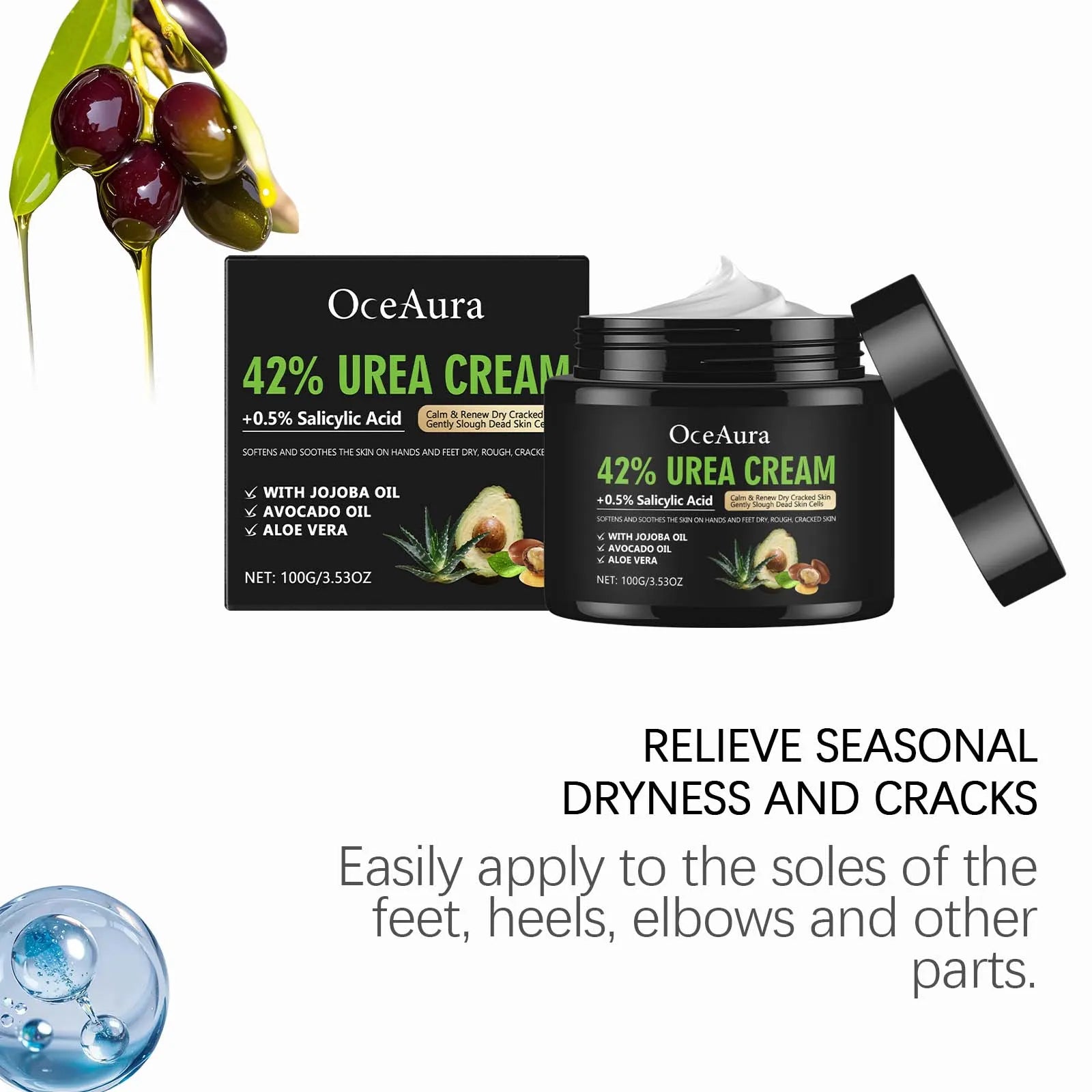 100g Avocado Foot Cream Deep Moisturizing Lightweight Reduce Dryness Smoothing Repair Cracked Heel Skin Nourishing for Foot Care Oasis Select
