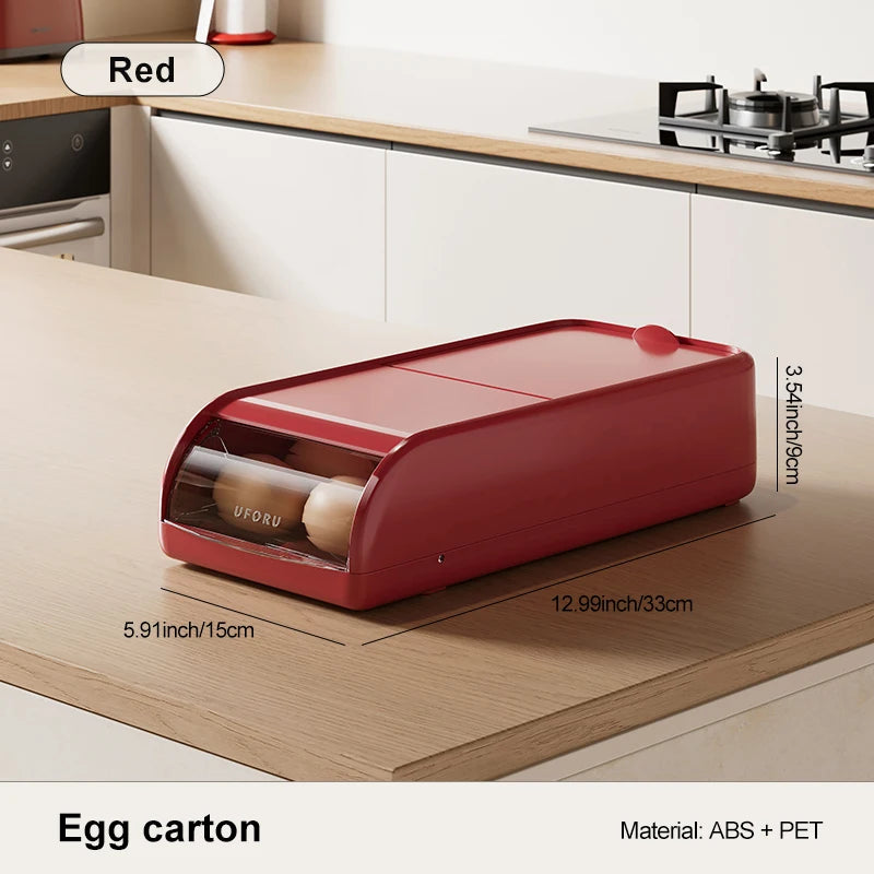 Egg Holder Holds, Egg Container for Refrigerator, Countertop, or Cupboard , Egg Drawer Tray Oasis Select Red