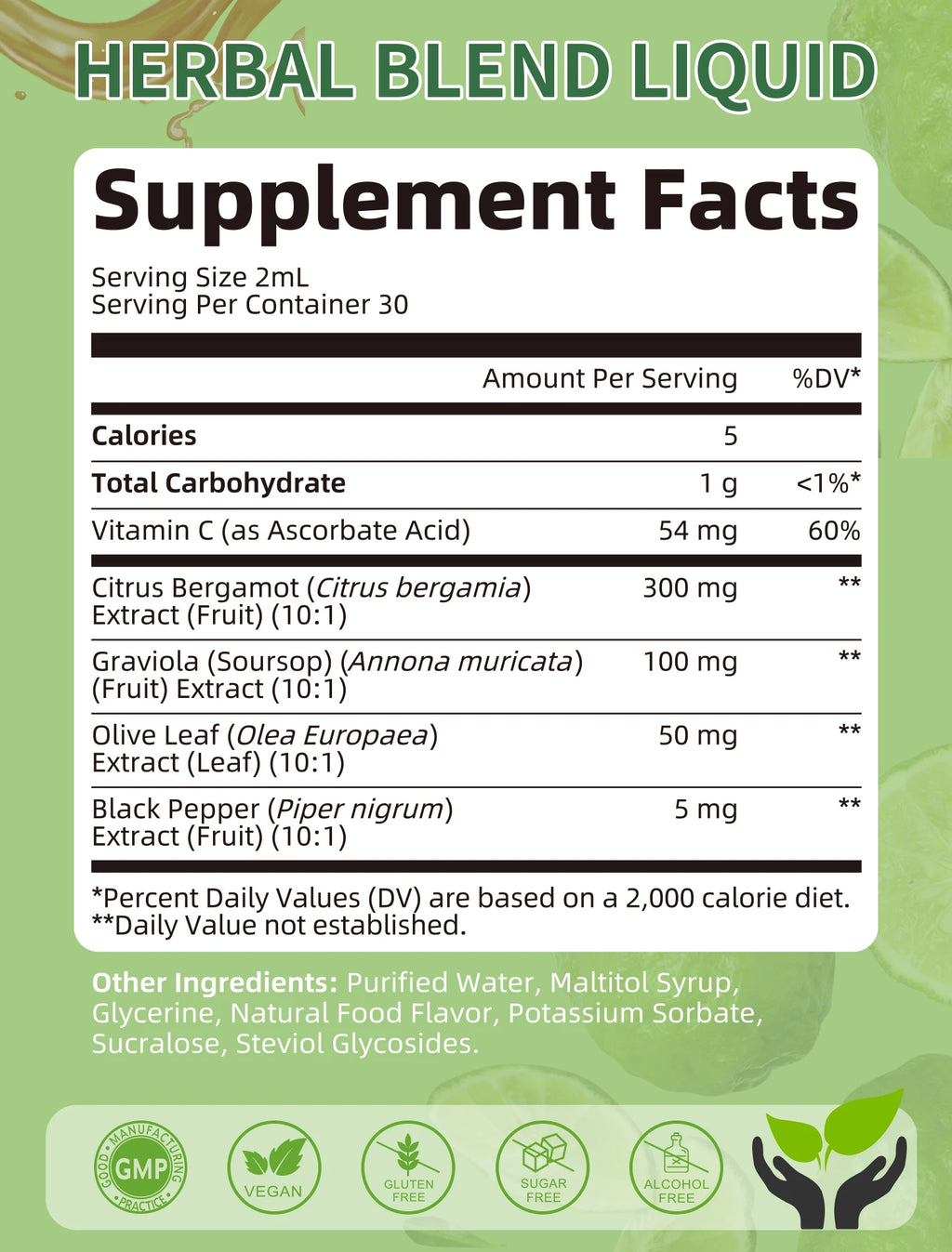 Citrus Bergamot Liquid Drops Natural Supplement with Soursop,Red Yeast Rice,Olive Leaf, High Absorption Support Overall Wellness Oasis Select