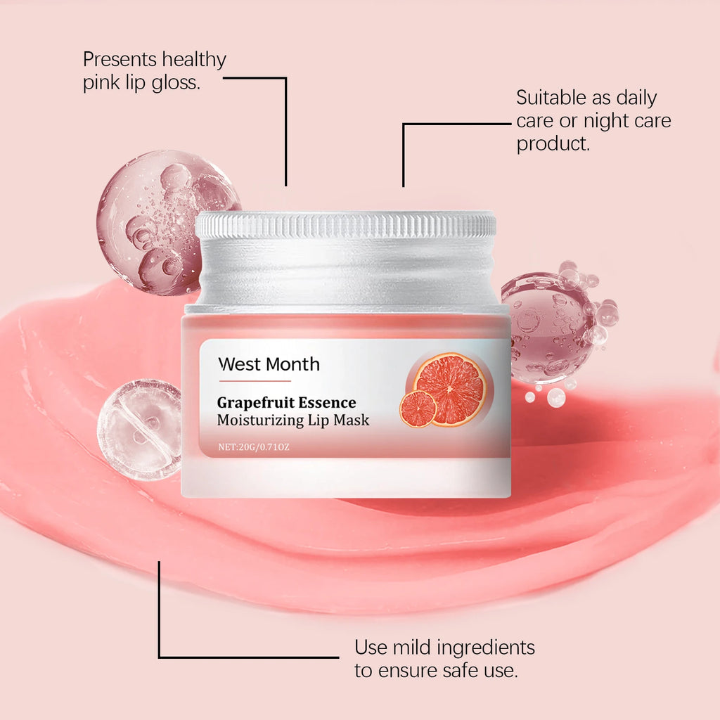 20G Grapefruit Essence Lip Mask Deep Moisturizing Fade Fine Lines Improve Skin Texture Smoothing Restoring Gloss Nourishing Gloss Lip Mask Oasis Select