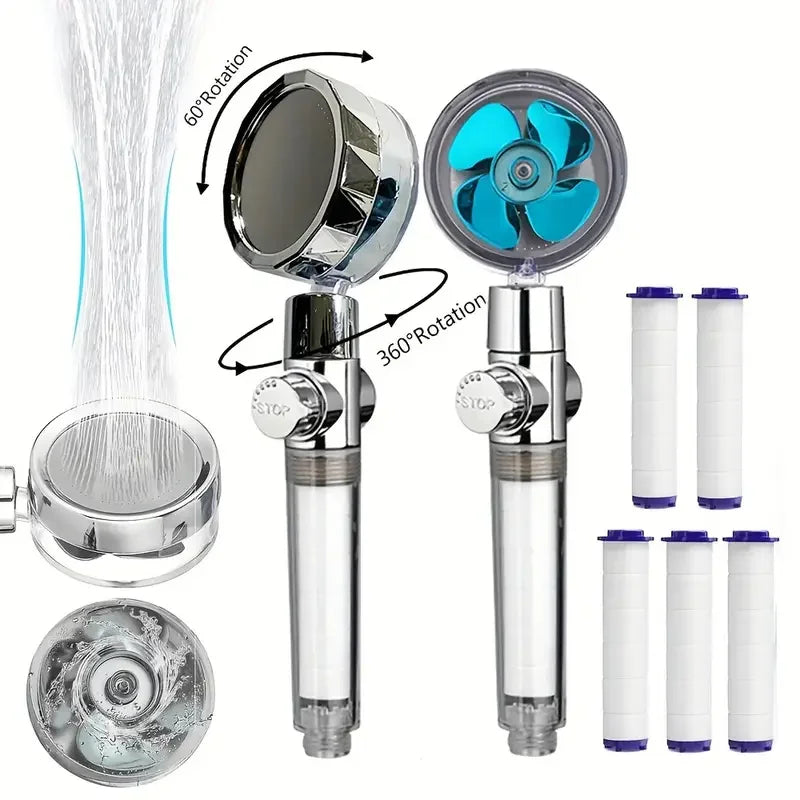 360° Turbine Handheld Shower Head – High Pressure & Water Saving
