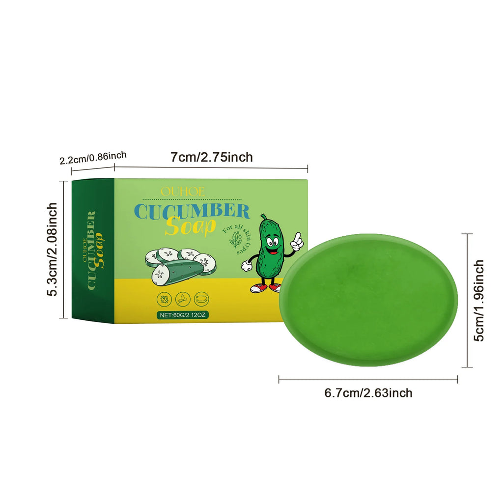 60G Cucumber Bathing Soap Deep Cleaning Pores Oil Control Refreshing Moisturizing Non-tight Enhance Smoothness Bathing Body Soap Oasis Select