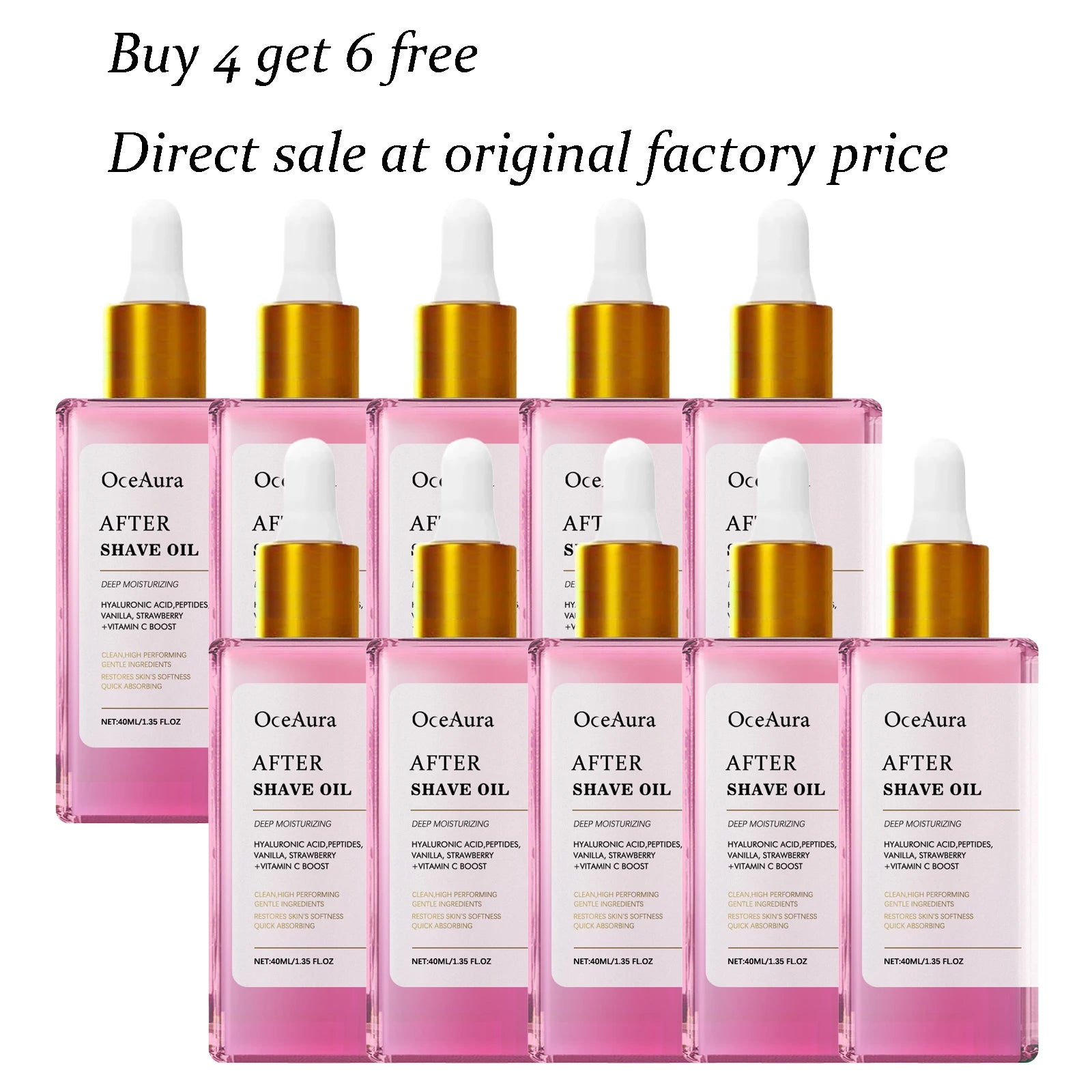 40ML Strawberry After-shaving Essence Oil Deep Moisturizing Non-greasy Smoothing Relief Discomfort Skin Protection Daily Care Oasis Select 10 pcs Other United States