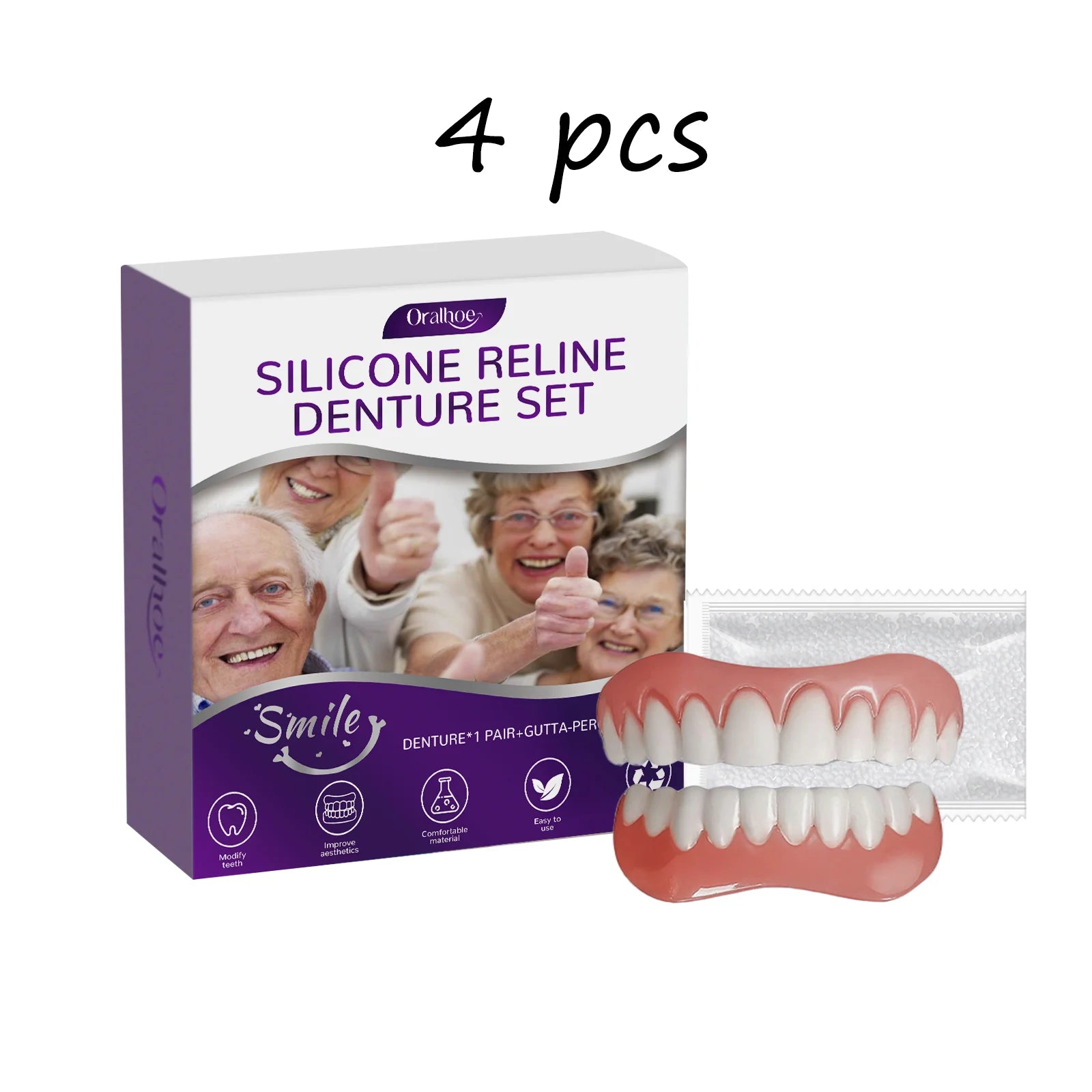 Oralhoe Silicone Reline Denture Set Comfortable Material Whiten Teeth Dental Care Soft Relines High Elasticity Fake Teeth Kit Oasis Select buy 2 free 2 United States