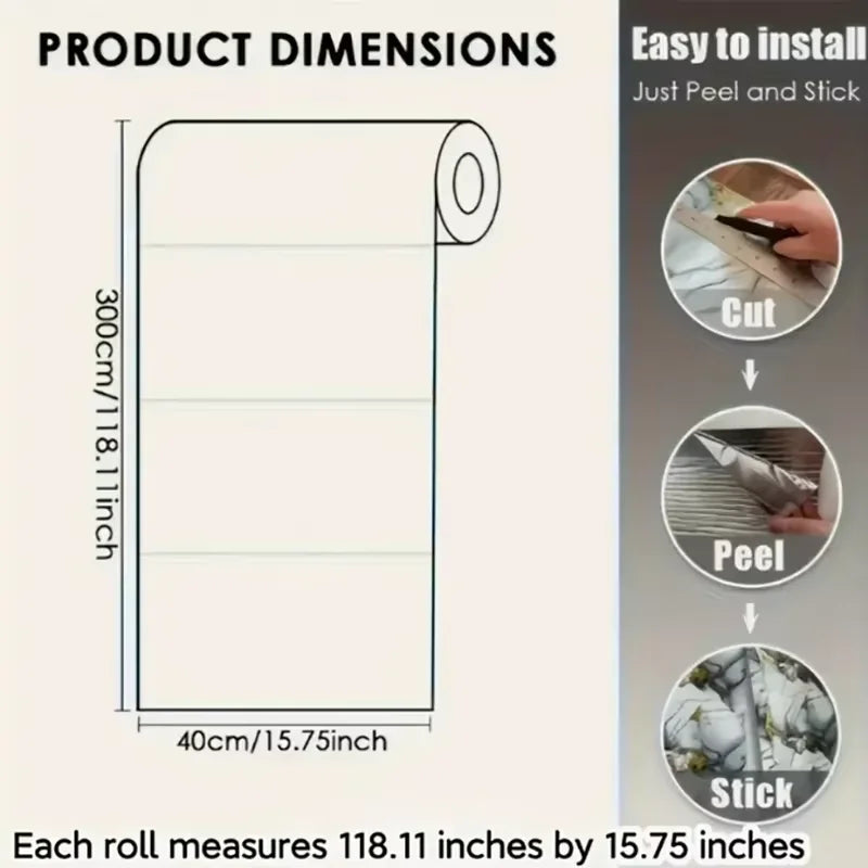 A Roll Self-Adhesive Waterproof Imitation Ceramic Tile Wall Sticker 40cm X 3m Suitable For Bedroom And Living Room Decoration. Oasis Select