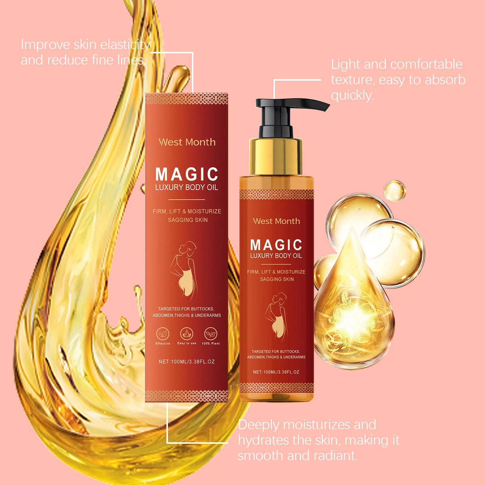 Firming Body Oil Enhance Skin Elasticity Daily Nourishing Reduce Druness Improve Roughness Mild Tightening Body Essential Oil Oasis Select