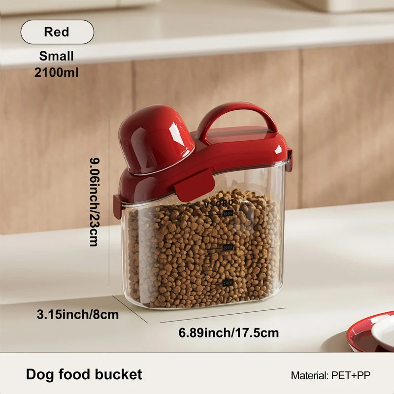 Pet Food Storage Container Airtight Dog Food Container Cat Food Bin with Lid Handle Pour Spout 2.1L Oasis Select red small