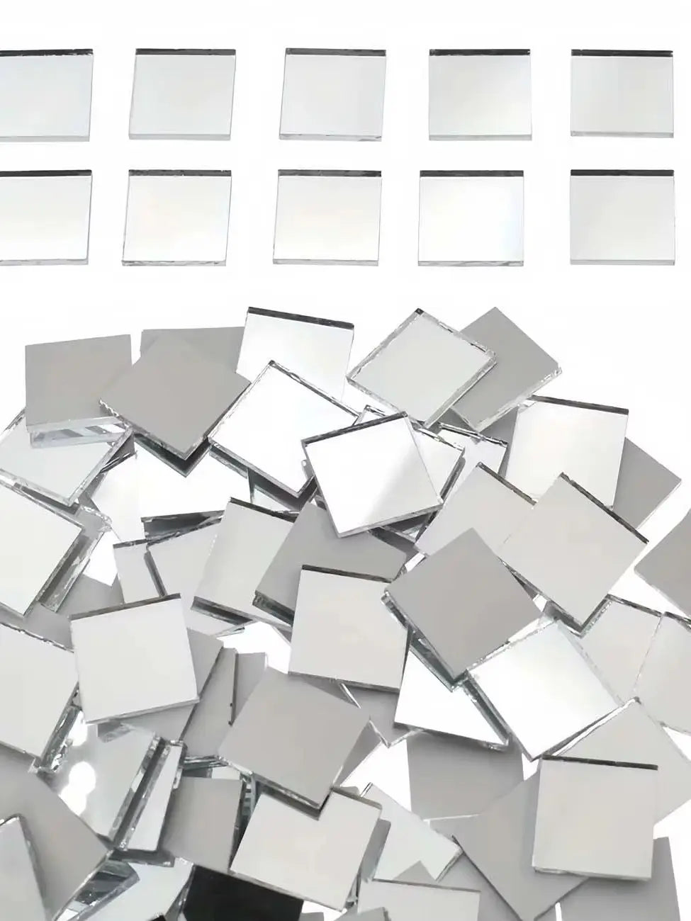 100pcs Square Mirror Mosaic Tiles 10mm, Mini Mirrors for DIY Disco Balls, Crafts,Home Decor & Art Projects Oasis Select white 1cm*1cm