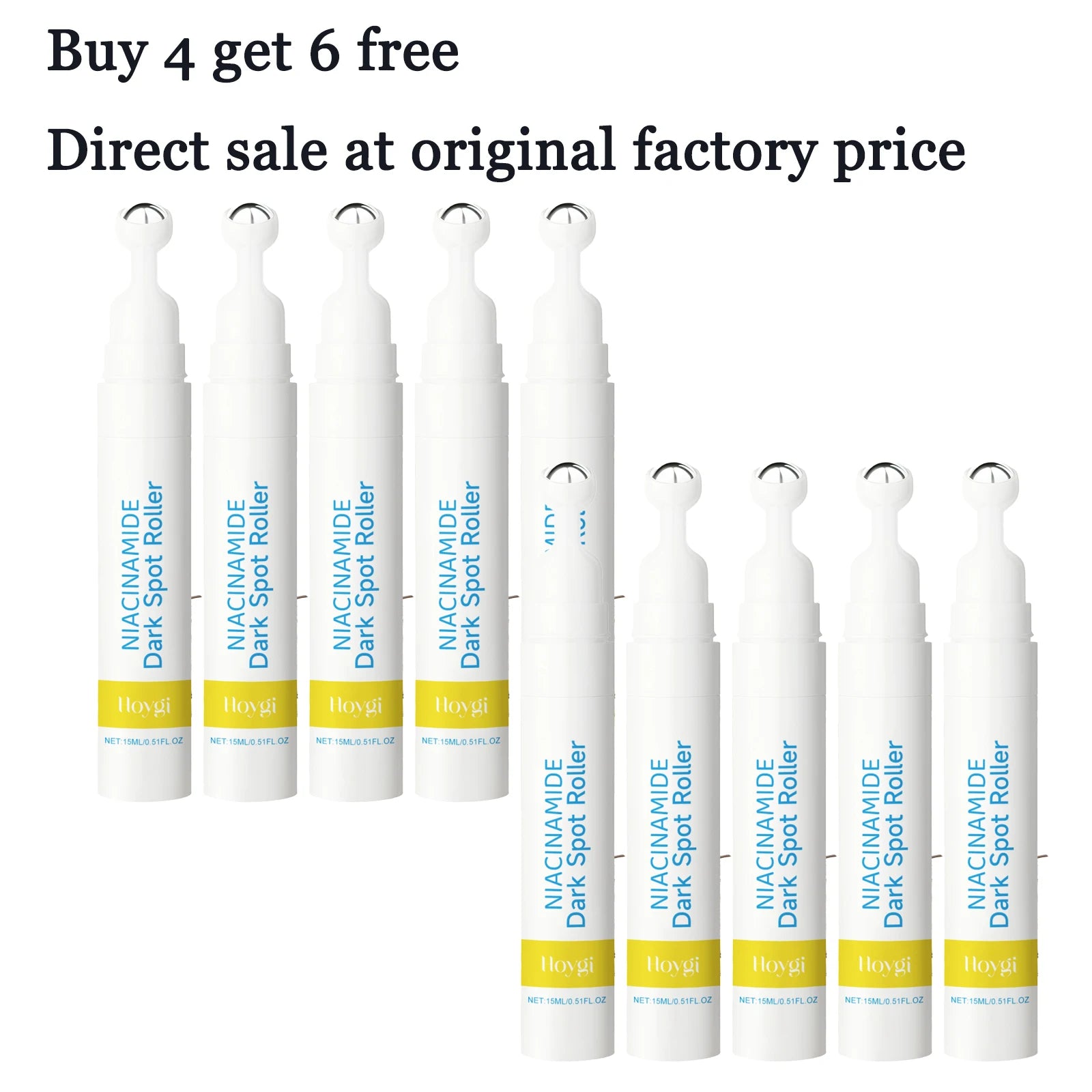 15ML Niacinamide Face Serum Roller Deep Moisturizing Improve Skin Texture Smoothing Quick Absorbed Nourishing Glowing Non-sticky Facial Serum Oasis Select 10 pcs United States