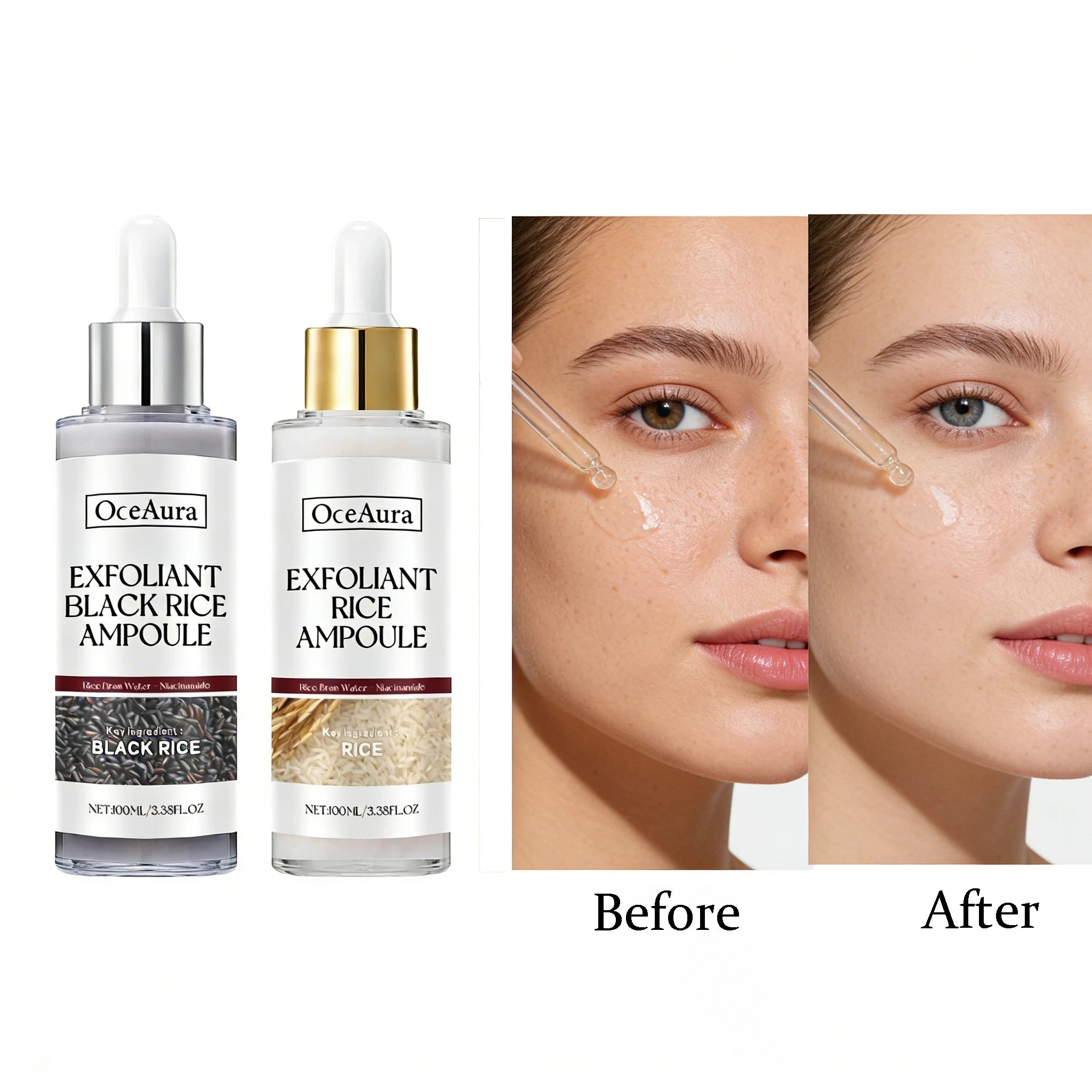 100ML Rice Brightening Exfoliating Ampoule Gentle Cleaning Face Essence Softening Smoothing Boost Radiance Daily Facial Serum Oasis Select