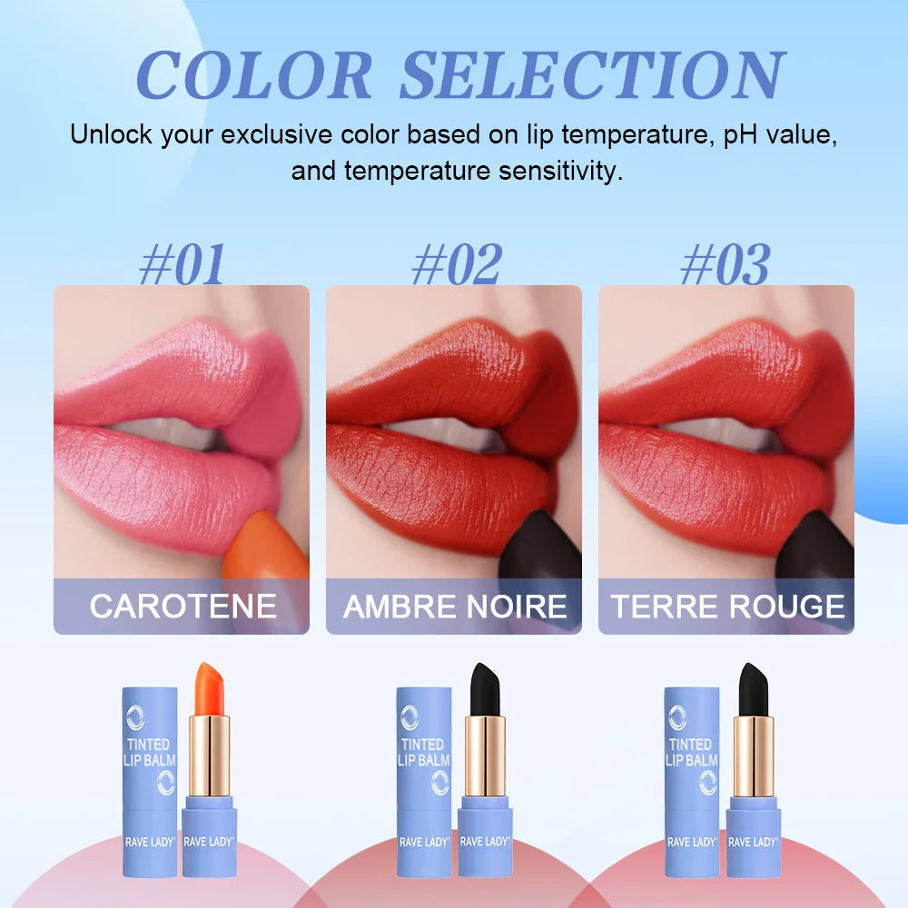 Rave Lady Tinted Lip Balm Long-lasting Moisturizing Color Changing Lipstick Care Repair Dry Temperature Change Makeup Lip Mask Oasis Select