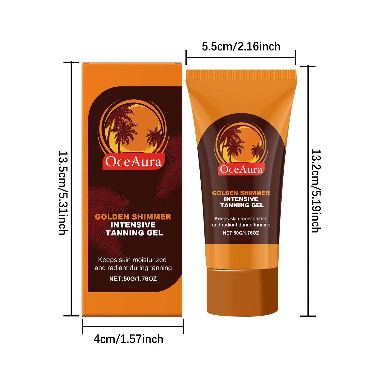 50G Golden Shimmer Body Tanning Gel Moisturizing Nourishing Natural Tanning Bronzer Wheated Skin Beach Sunless Tanning Lotion Oasis Select