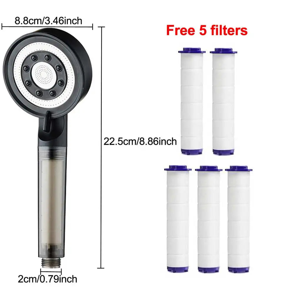 High Pressure Shower Head Set 5 Jet Modes Adjustable Shower Head with Filter Large Water Flow Spray Bathroom Accessories Oasis Select SET-B