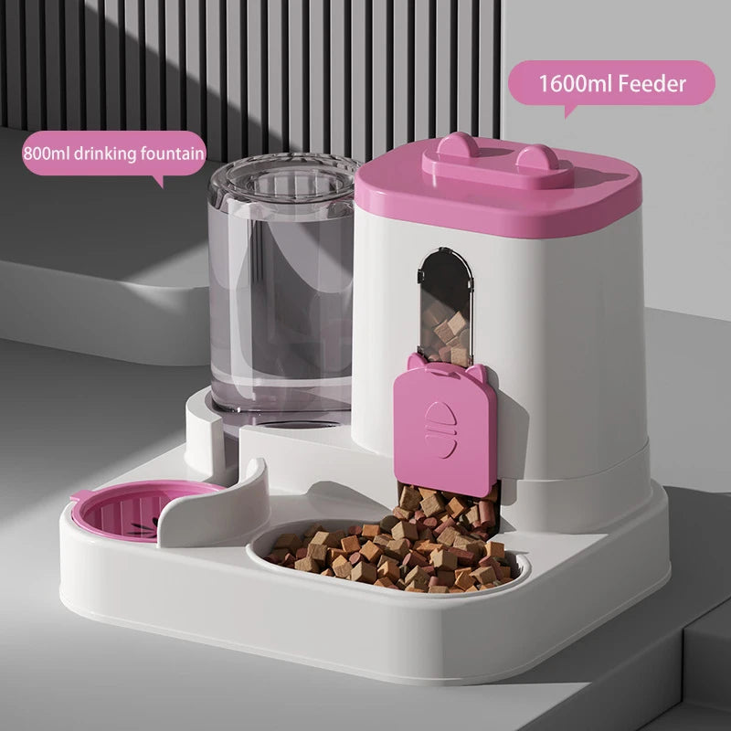 Pet large-capacity feeder integrated automatic water dispenser cat food bowl dog feeding bowl cat bowl dog bowl pet supplies Oasis Select pink