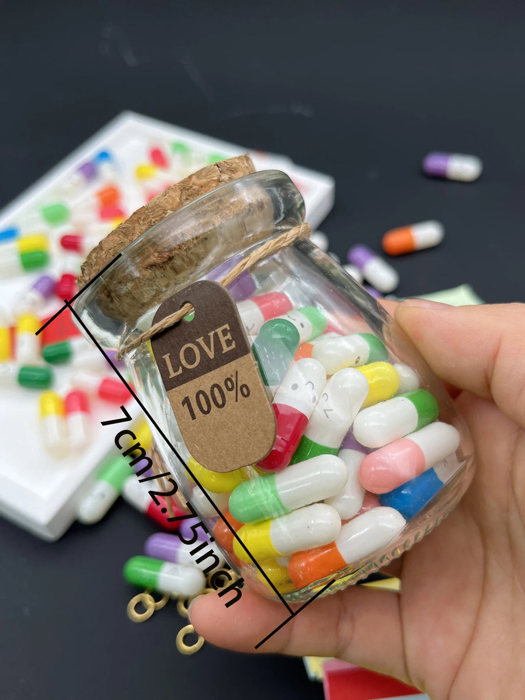 50pcs/Bottle Message Capsule Love Pills Rolled Paper Blank Notes Clear Wishing Bottle Capsule Pills Party Favorite Birthday Oasis Select color 2