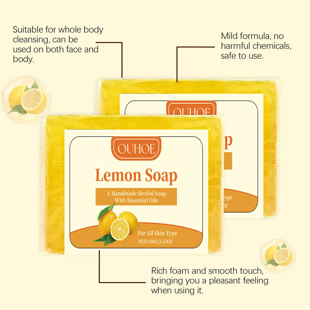 100G Lemon Scent Body Soap Oil Control Refreshing Moisturizing Skin Cleaning Pores Brightening Natural Body Washing Soap Oasis Select