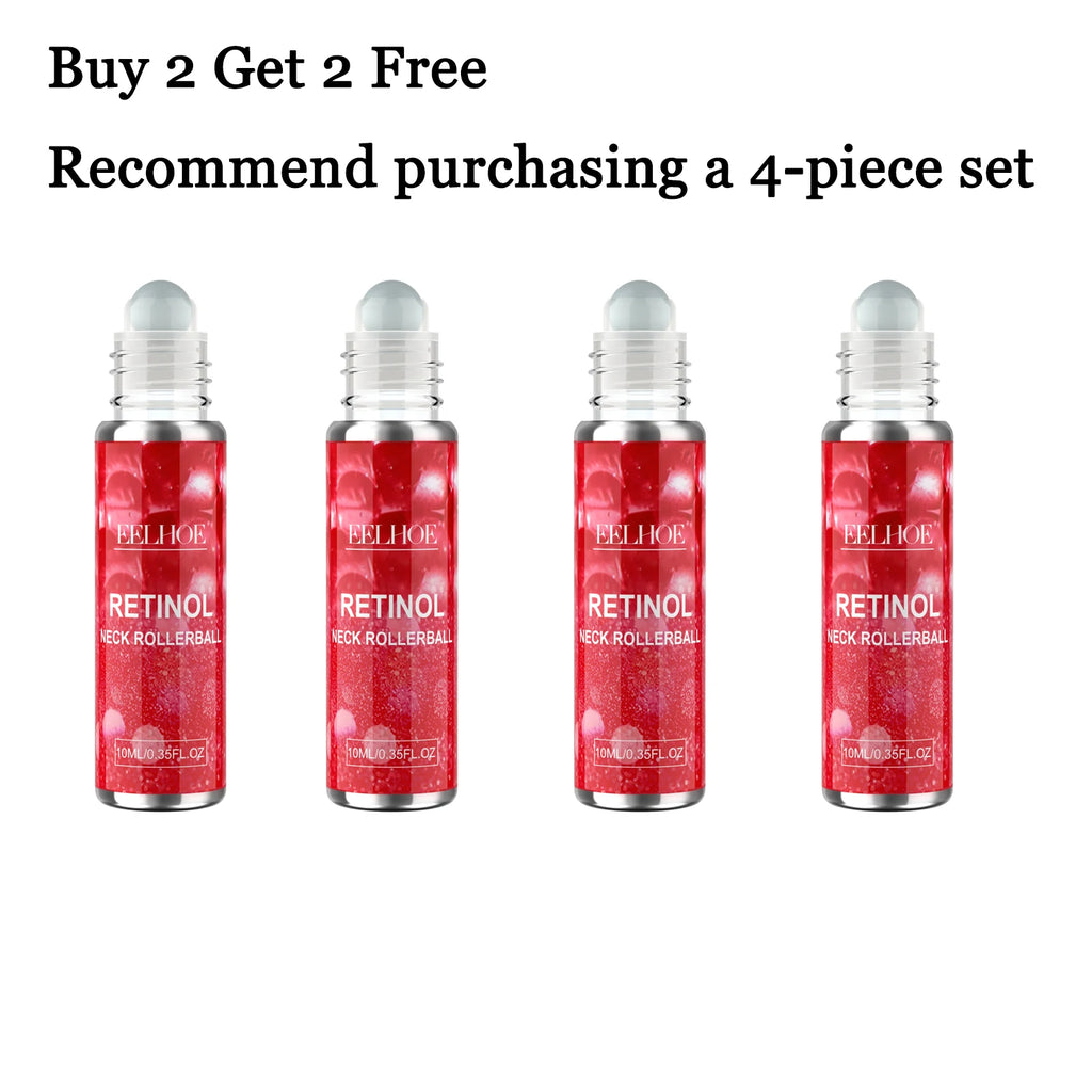 10ML Retinol Neck Serum Roller Daily Moisturizing Enhance Firmness Glowing Fade Fine Lines Smoothing Non-greasy Lifting Glowing Neck Care Serum Oasis Select 4 pcs United States