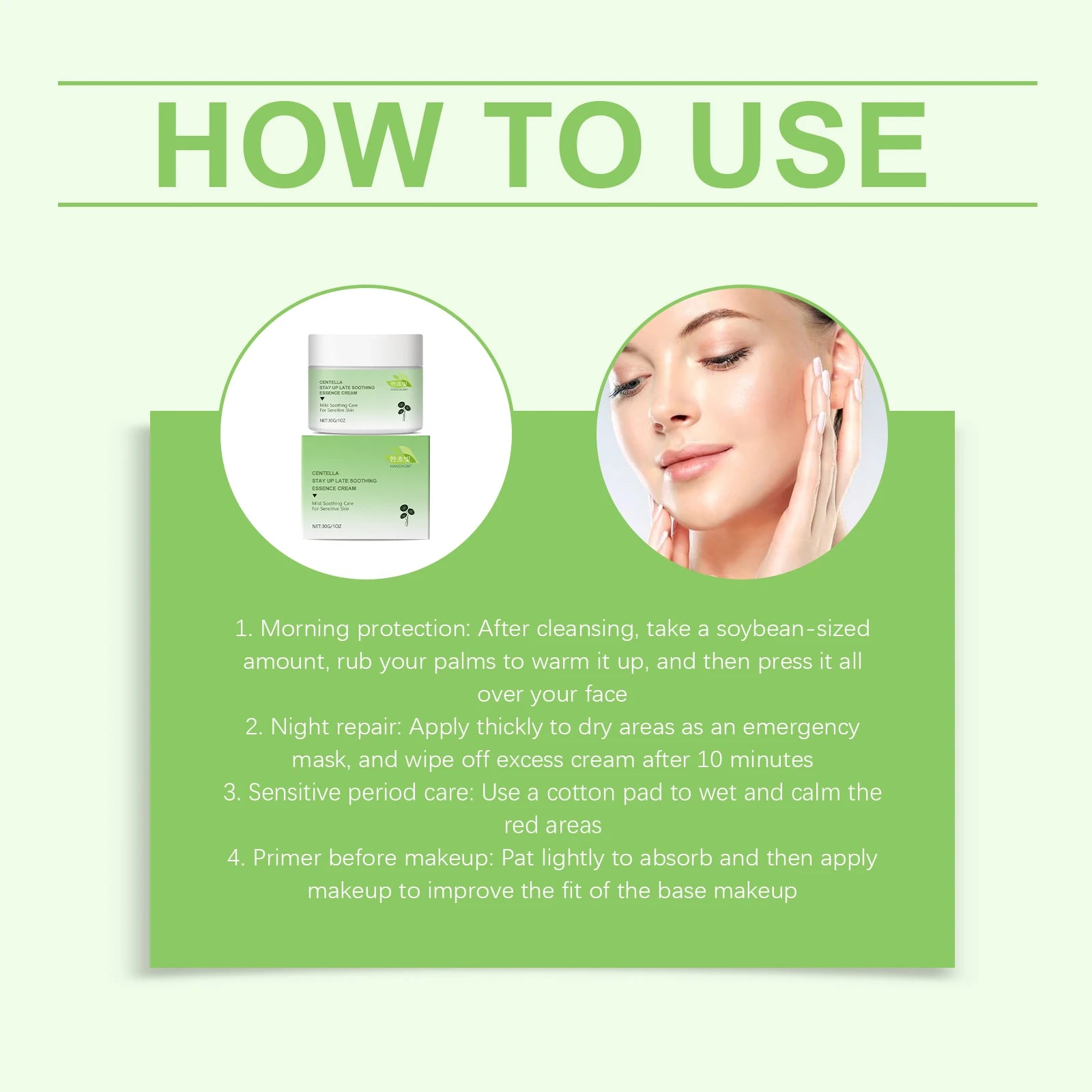30G Centella Face Cream Deep Moisturizing Enhance Smoothness Improve Skin Texture Soothing Redness Strengthen Barrier Face Cream Oasis Select