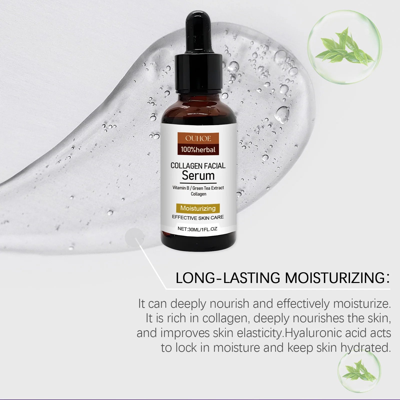 30ML Collagen Face Serum Daily Moisturizing Boosts Skin Elasticity Remove Wrinkles Smoothing Improve Texture Enhance Gloss Tightening Facial Serum Oasis Select