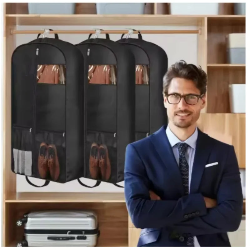 Travel Suit Bag with Zipper Closure, Gusseted Hanging Clothes Storage Organizer and Pocket for Shirts, Coats, Dresses Oasis Select