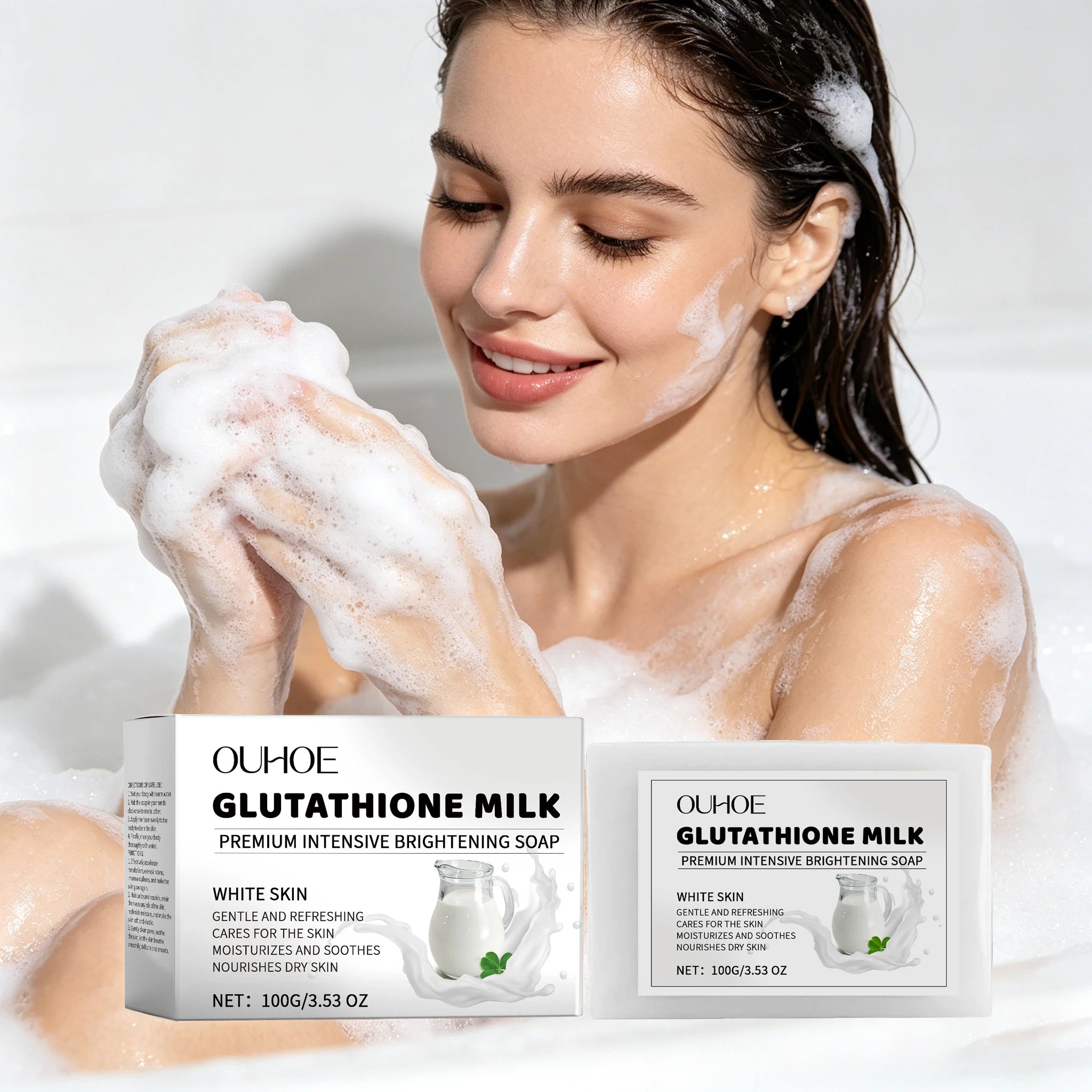 100G Glutahione Milk Body Soap Gentle Cleaning Pores Moisturizing Reduce Dryness Non-tight Enhance Smoothness Body Bathing Soap Oasis Select
