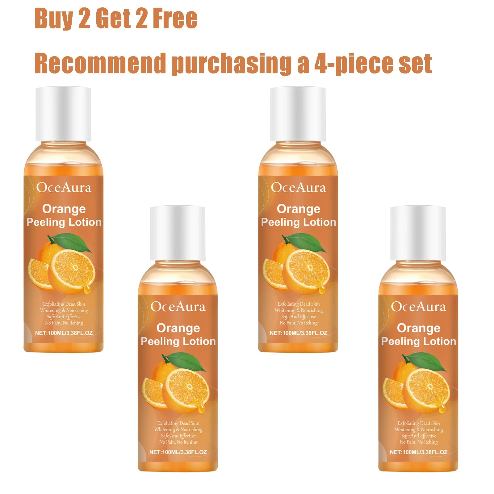 100ML Orange Exfoliating Essential Oil Gentle Dead Skin Remover Hydrating Massage Oil Smoothing Soften Brightening Body Care Oasis Select 4 pcs United States