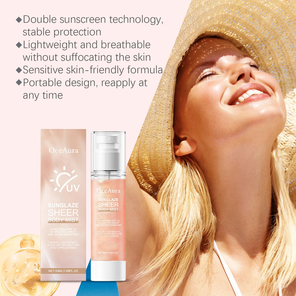Oceaura Body Sunscreen Spray Refreshing Moisturizing Protect UV Reduce Dryness Prevent Sunburn Non-greasy Summer Sunblock Spray Oasis Select
