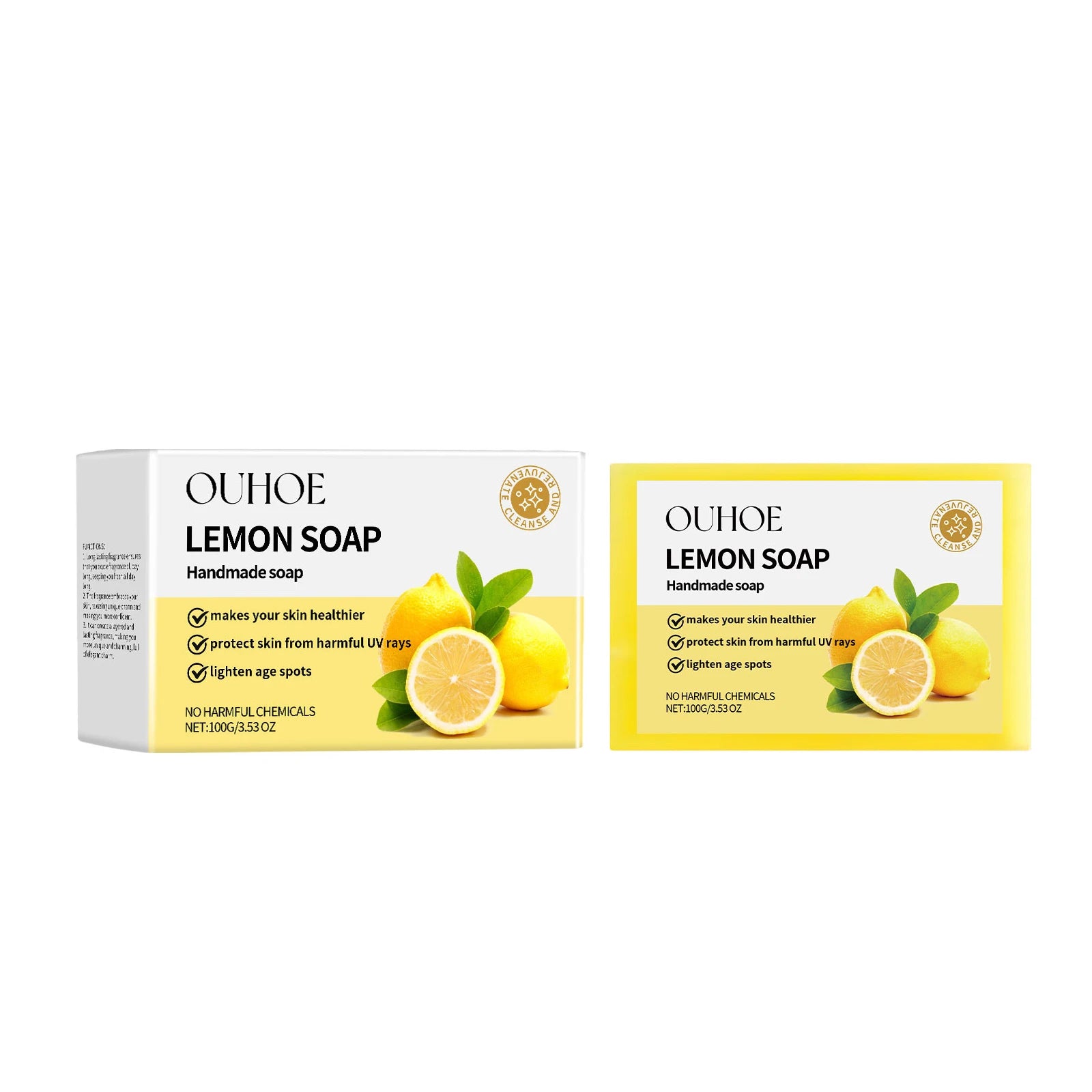 100G Lemon Body Bathing Soaps Gentle Cleaning Dirts Refreshing Oil Control Moisturizing Non-tight Smoothing Bath Soap for Face Oasis Select 100g United States