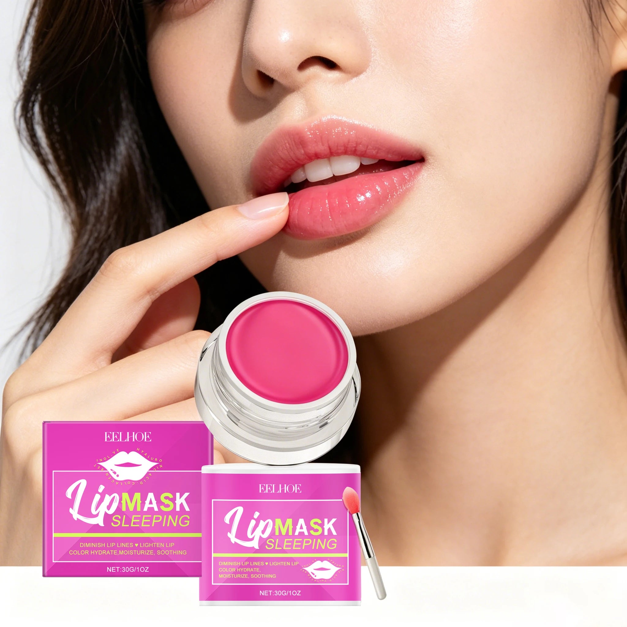 30g Pink Lip Sleeping Mask Gentle Cleaning Remove Dead Skin Reduce Dryness Anti-chapping Enhance Gloss Fade Fine Lines Non-sticky Lip Care Mask Oasis Select