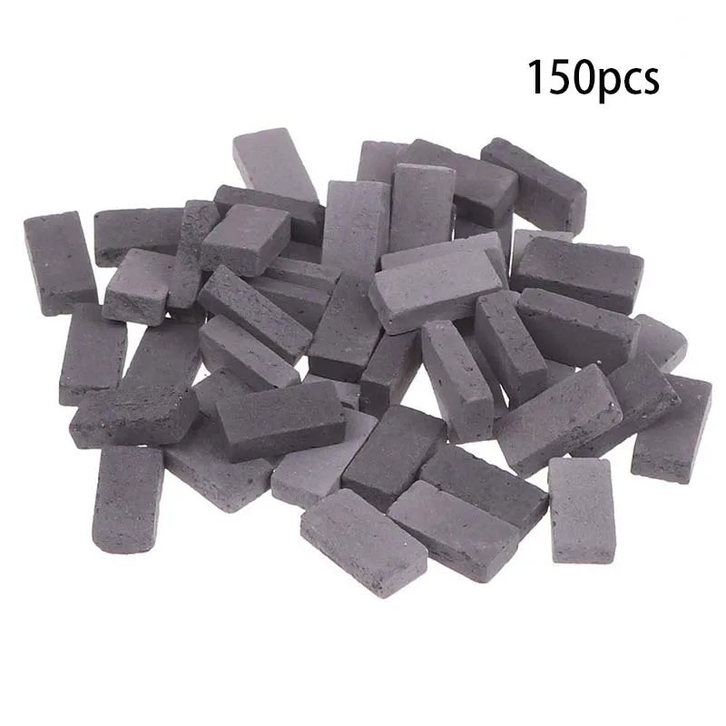 150/200 Pieces Mini Bricks For Landscaping Miniature Bricks Brick Wall Small Bricks For Dollhouse Garden Parts,1/35 Scale Oasis Select Cyan Brick 150pcs