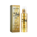 EELHOE Body Oil with Shimmer Brighten Glitter Face Contour Highlighter for Body Smooth Bronzer Liquid Illuminator Makeup 100ml Oasis Select golden